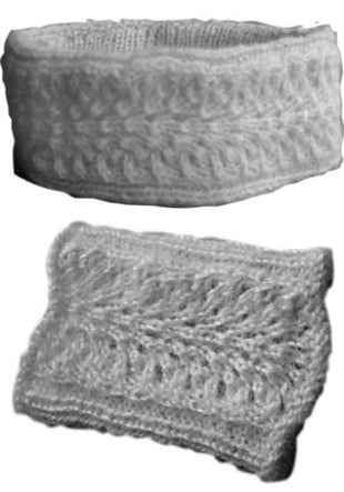 Hålmönstrad pannband och handledsvärmare