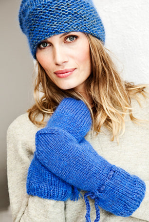 Lättstickad mössa och vantar