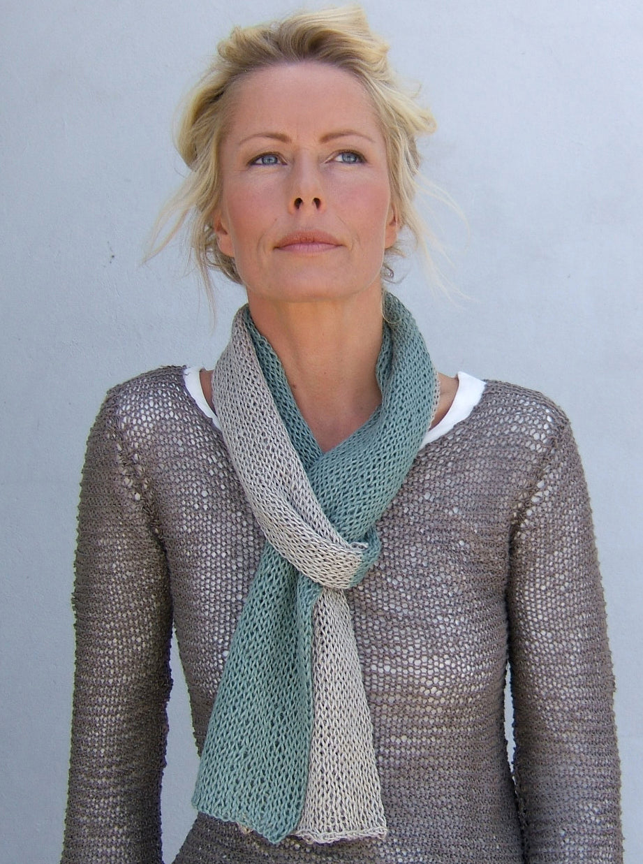 Slätstickad sjal i line eller ull